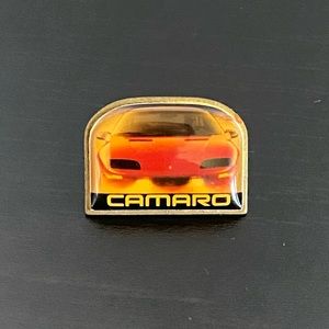 Vintage Domed Chevrolet Red Camaro Lapel Pin